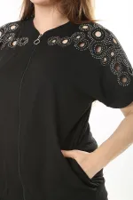 Kadın Büyük Beden Saks Göğüs Ve Paça Detaylı İkili Takım 65N37887