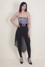 COMBINAISON À BRETELLES EN MOUSSELINE NOIRE POUR FEMME