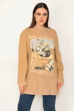 SWEAT-SHIRT IMPRIMÉ BEIGE POUR FEMME