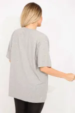 Kadın Gri Pamuklu Kumaş Ön Baskılı Bluz 65N35373