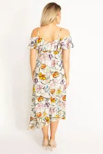 Kadın Renkli Yaka Lastikli Askı Ve Volan Detaylı Elbise 65N34441