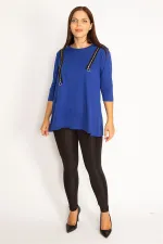 Women's Burgundy Ornamental Zippered Sweatshirt 65N34599