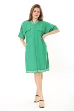 Kadın Büyük Beden Nar Ön Fermuarlı Ribana Detaylı Aerobin Kumaş Elbise 65N37880