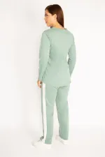 Kadın Camel V Yakallı Bluz Pantolon Takım 65N34658