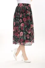 Kadın Büyük Beden Renkli Beli Lastikli Astarlı Pilise Tül Etek 65N37655