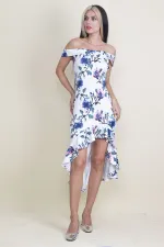 PATTERNED DRESS WITH SHOULDER DETAILS