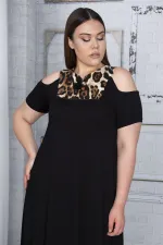 Kadın Gri Omuz Dekolteli Roba Garnili Elbise 65N25800