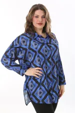 Kadın Büyük Beden Pembe Ön Düğmeli Saten Bluz 65N38017