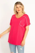 Kadın Fujya Omuz Ve Cebi Sim Detaylı Bluz 65N34526