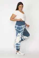 Kadın Gri İçi Şardonlu 3 İplik Kumaş Bel Ve Paça Lastikli Batik Desenli Pantolon 65N29150