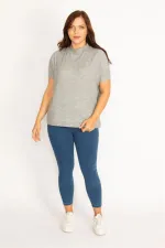 Kadın Gri Kaşkorse Kumaş Sıfır Yakalı Bluz 65N34804