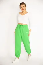 Kadın Yeşil İçi Şardonlu 3 İplik Eşofman Alt 65N35099