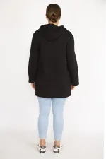 Kadın Büyük Beden Haki Renk Kombinli Uzun Kollu Tunik