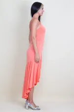 SIRT DEKOLTELİ VOLAN DETAYLI ANVELOP YAKA ELBİSE