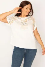 Kadın Kemik Lak Baskılı Bluz 65N34566