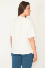 KADIN KEMİK BİSİKLET YAKA ÖN BASKILI BLUZ