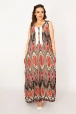 Kadın Gri Ön Pat Düğme Ve Dantel Detaylı Javanez Viskon Elbise 65N33208