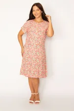 Kadın Gri Ön Yarım Pat Düğmeli Beli Kuşaklı Dokuma Viskon Kumaş Elbise 65N34325