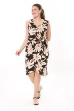 Kadın Büyük Beden Renkli Yan Bağlamalı Anvelop Elbise 65N37741