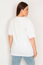 Kadın Beyaz Pamuklu Kumaş Dijital Baskılı Bluz 65N33276