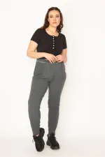 Kadın Füme Yıkamalı Pamuklu Kumaş Eşofman Alt 65N32327