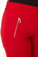 Kadın Bordo Likralı Bengalin Kumaş Fermuar Detaylı Şort 65N32696