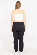 Kadın Lacivert Büyük Beden Biye Detaylı Spor Pantolon 65N35627