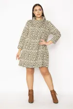 Kadın Vizon Yaka Ve Ön Detaylı Arka Ortası Lastik Büzgülü Cepli Elbise 65N29516