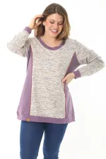 Kadın Büyük Beden Lacivert Süs Düğme Ve Kup Detaylı Sweatshirt 65N37121