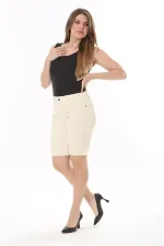 Kadın Büyük Beden Bej 5 Cepli Kot Şort 65N37821