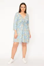 Kadın Mavi Göğüs Büzgü Detaylı Tunik 65N32937