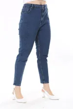 Kadın Büyük Beden Yüksek Bel Dar Paçalı Likralı Kot Pantolon 65N38089