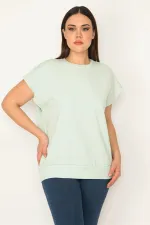 Kadın Yeşil Kup Detaylı Ribanalı Kolsuz Sweatshirt 65N31445