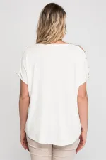 Kadın Bej Omuz Dekolteli İnci Detaylı Viskon Tunik 65N15453