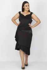 Kadın Siyah Bel Ve Etek Detaylı Elbise 65N19618