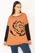 Kadın Gri Önü Flok Desen Ve Taş Detaylı İki Renkli Tunik 65N31412