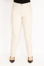 Kadın Taş Likralı Gabardin Kumaş Ön Cepli Pantolon 65N35263