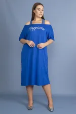 Kadın Haki Sim Detaylı Ön Baskılı Viskon Elbise 65N27473