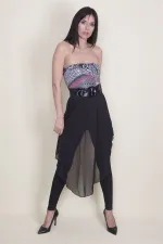 COMBINAISON À BRETELLES EN MOUSSELINE NOIRE POUR FEMME