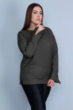 KADIN HAKİ MANŞET DETAYLI BLUZ