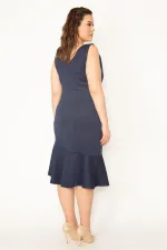 Jupe à volants bleu marine pour femme, bretelles épaisses dans le dos, fermeture éclair dissimulée