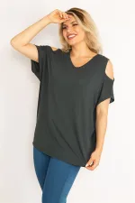 Kadın Yeşil Omuz Dekolteli Bluz 65N34630