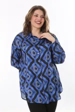 Kadın Büyük Beden Pembe Ön Düğmeli Saten Bluz 65N38017