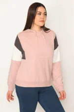 Women's Rose Pink Color Detailed Hooded Sweatshirt 65N31367