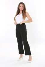 Kadın Büyük Beden Siyah Gizli Kemer Önü Çima Dikişli Likralı Pantolon 65N37903