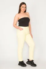 KADIN SARI 5 CEPLİ RAHAT KESİM LİKRASIZ KOT PANTOLON