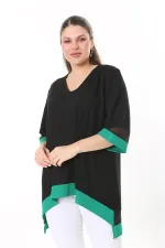 Kadın Büyük Beden Kemik Kol Ve Etek Ucu Tül Ve Garni Detaylı V Yakalı Arkası Uzun Tunik 65N37681