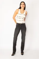 KADIN SİYAH YIKAM DETAYLI PAÇA PİS DİKİŞLİ 5 CEP KOT PANTOLON