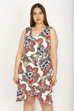 Kadın Renkli Anvelop Yakalı Bel Detaylı Volanlı Elbise 26A26566