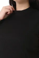 Kadın Büyük Beden Siyah Kaşkorse Kolsuz Uzun Tunik 65N38703